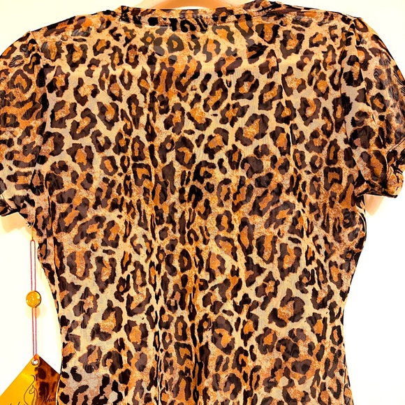 BABY PHAT Black Leopard-Print Mesh T-Shirt/Top - very cute and stretchy! - Picture 2 of 6